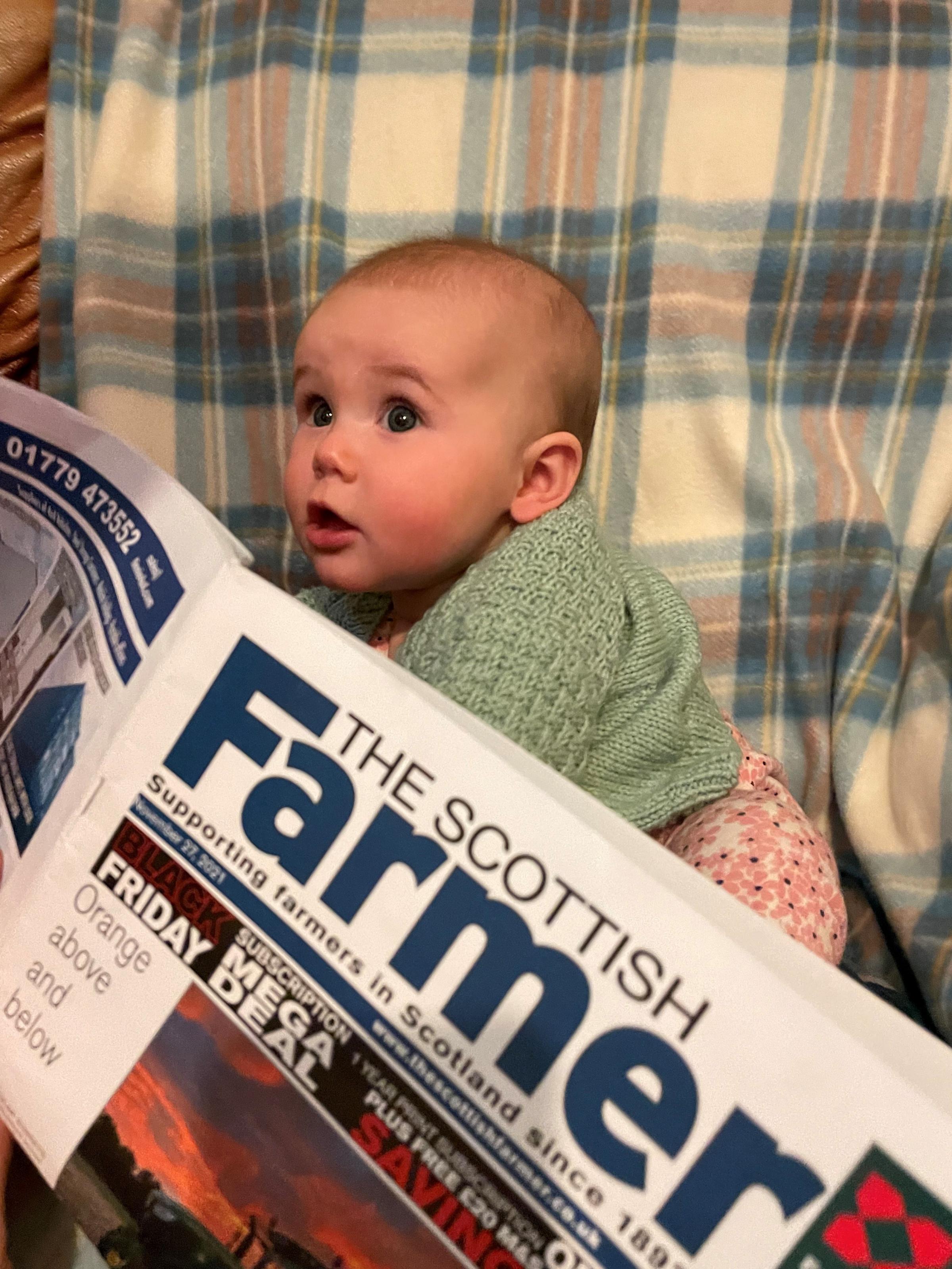 Lauren Brocket: Rosalie Brocket visiting her grandparents at Park o Barnaigh, Kilbarchan, where they keep trying to get her interested in farming. She was just six months old when the picture was taken