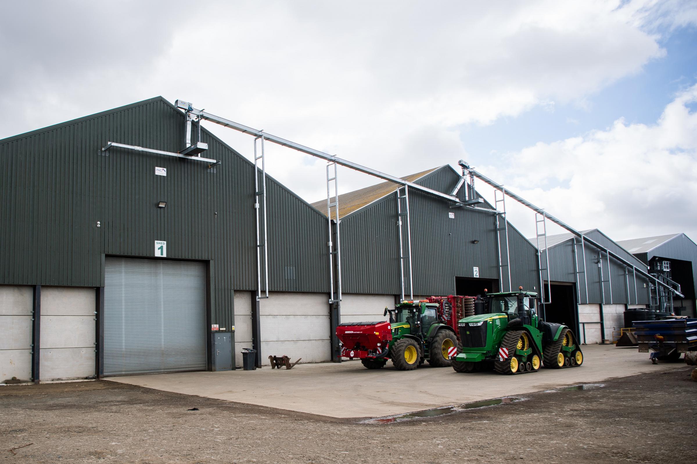 The grain store have the Perry engineering conveyor mount externally Ref: RH040724248 Rob Haining / The Scottish Farmer...