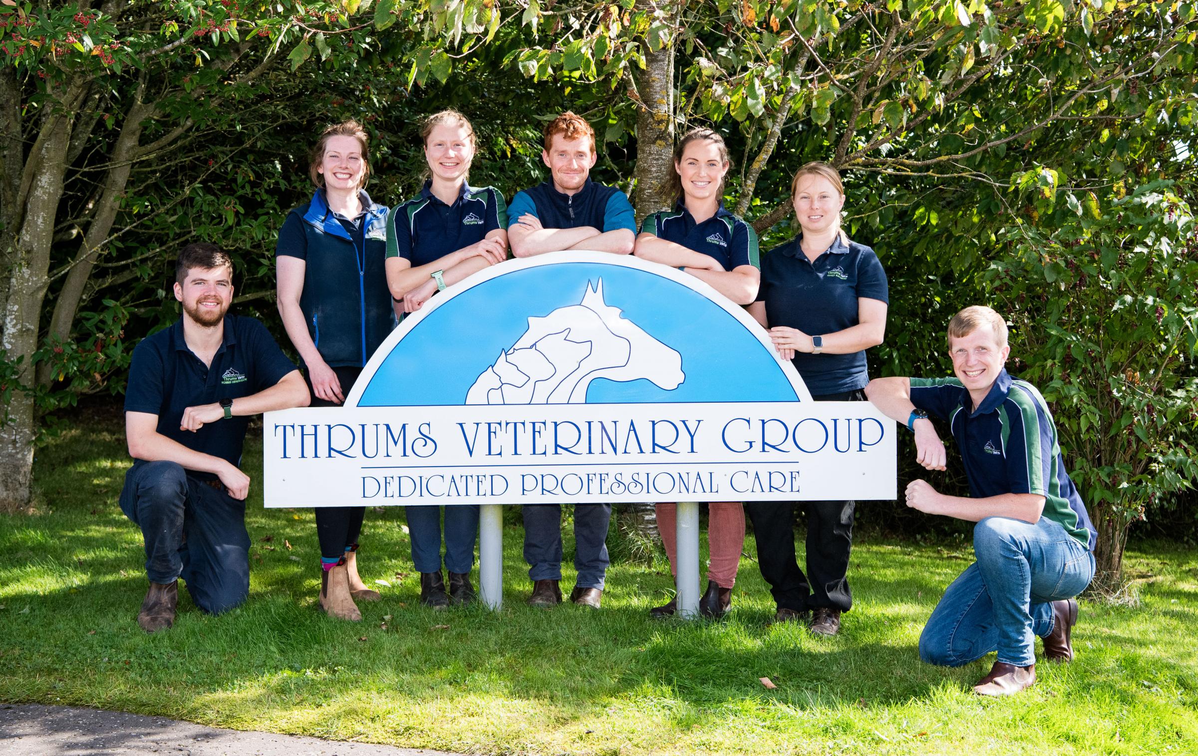 Some of the vets from Thrums Veterinary group, Robbie Henderson, Jennifer Jones, Emily Freeman, Cameron Richardson, Jordan Littlejohn, Emily Rainbow and Andrew Littlejohn Ref: RH160924016 Rob Haining / The Scottish Farmer...